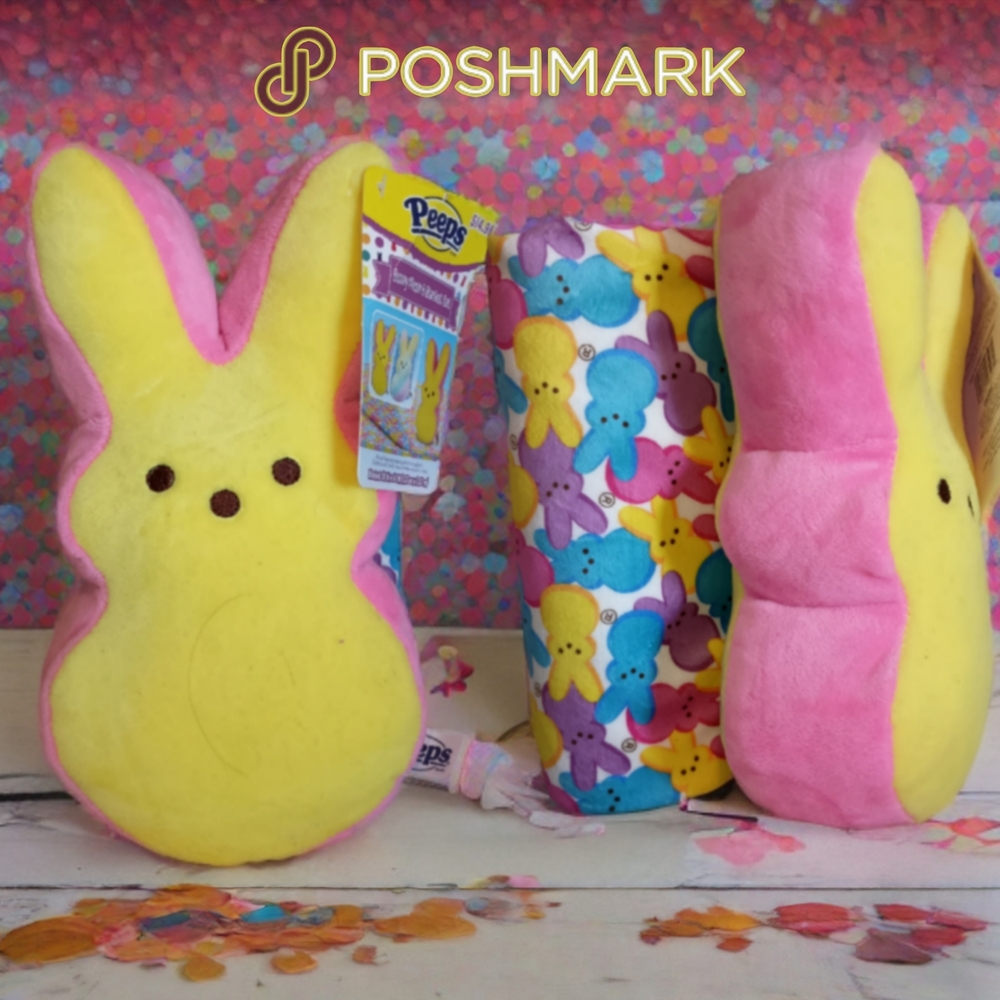Yellow and Pink Peeps Plush Set With Blanket